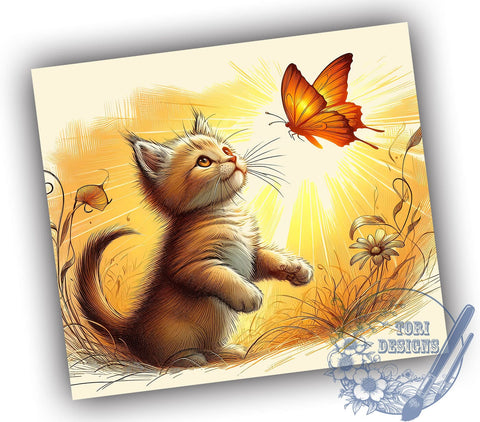 Cute Kitten 20oz Skinny Tumbler, Cat Lovers Tumbler Png, Straight & Tapered Tumbler Wrap, Instant Digital Download Sublimation ToriDesigns 