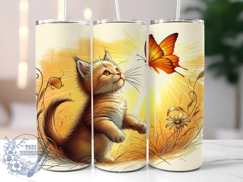 Cute Kitten 20oz Skinny Tumbler, Cat Lovers Tumbler Png, Straight & Tapered Tumbler Wrap, Instant Digital Download Sublimation ToriDesigns 