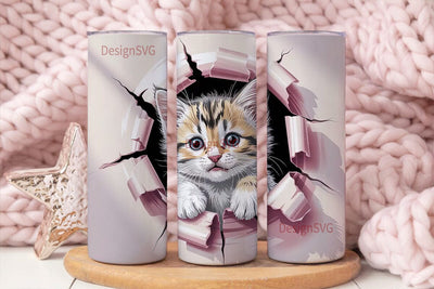 Cute Kitten 20oz Tumbler Wrap Sublimation DesignSVG 