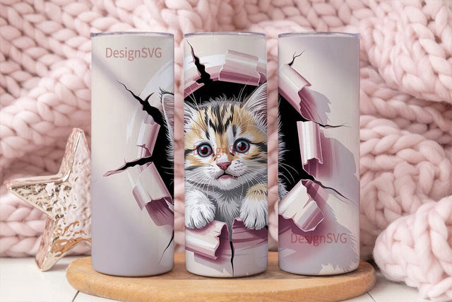 Cute Kitten 20oz Tumbler Wrap Sublimation DesignSVG 