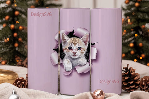 Cute Kitten 20oz Tumbler Wrap Sublimation DesignSVG 
