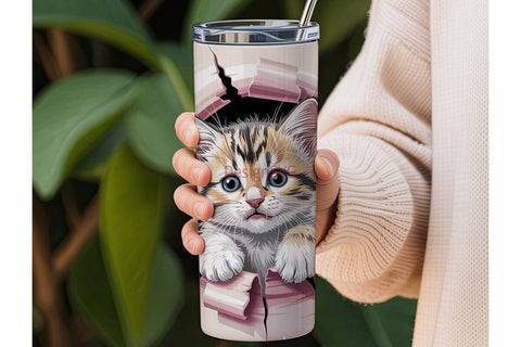 Cute Kitten 20oz Tumbler Wrap Sublimation DesignSVG 