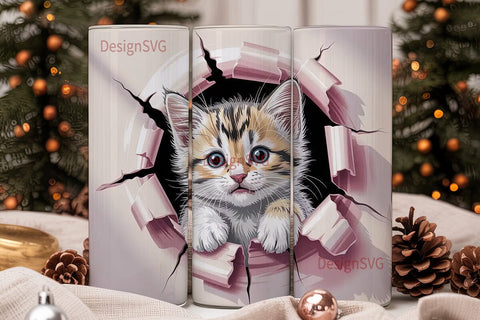 Cute Kitten 20oz Tumbler Wrap Sublimation DesignSVG 