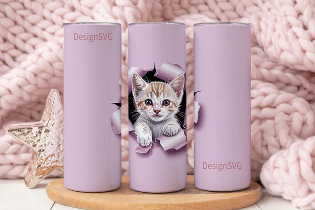 Cute Kitten 20oz Tumbler Wrap Sublimation DesignSVG 