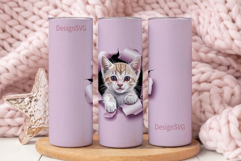 Cute Kitten 20oz Tumbler Wrap Sublimation DesignSVG 