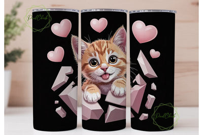Cute Kitten 20oz Tumbler Wrap Sublimation PixelChick 