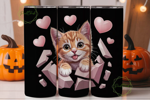 Cute Kitten 20oz Tumbler Wrap Sublimation PixelChick 