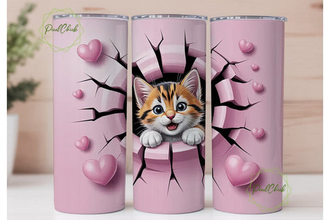 Cute Kitten 20oz Tumbler Wrap Sublimation PixelChick 