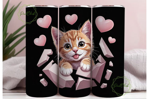 Cute Kitten 20oz Tumbler Wrap Sublimation PixelChick 