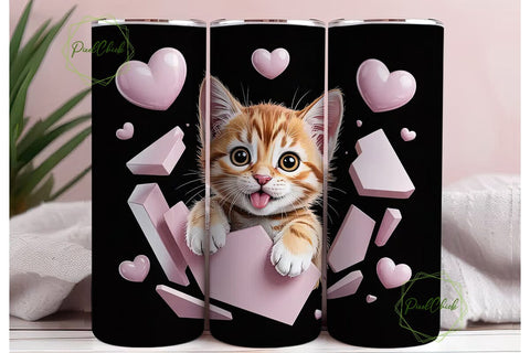 Cute Kitten 20oz Tumbler Wrap Sublimation PixelChick 