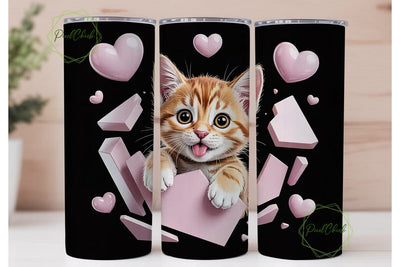 Cute Kitten 20oz Tumbler Wrap Sublimation PixelChick 