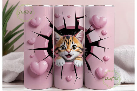 Cute Kitten 20oz Tumbler Wrap Sublimation PixelChick 