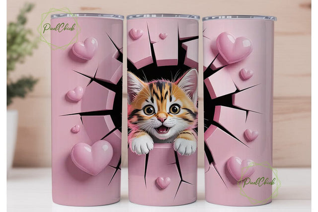 Cute Kitten 20oz Tumbler Wrap Sublimation PixelChick 