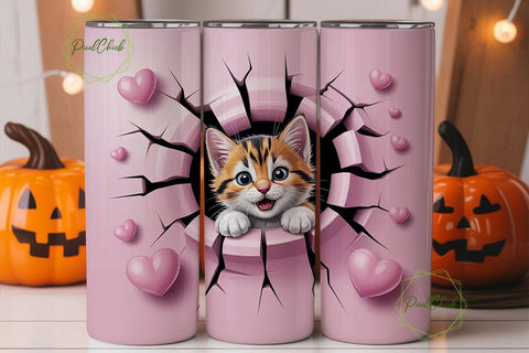 Cute Kitten 20oz Tumbler Wrap Sublimation PixelChick 