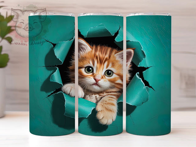 Cute Kitten Cat Tumbler, Cat Lover Wrap, Cute Kitten Cup, 20oz Sublimation Wrap, Stylish Cat Design Tumbler, Artistic Kitten Cup, Pet Cat Theme Wrap Sublimation Lara' s Designs 