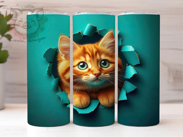 Cute Kitten Cat Tumbler, Cat Lover Wrap, Cute Kitten Cup, 20oz Sublimation Wrap, Stylish Cat Design Tumbler, Artistic Kitten Cup, Pet Cat Theme Wrap Sublimation Lara' s Designs 