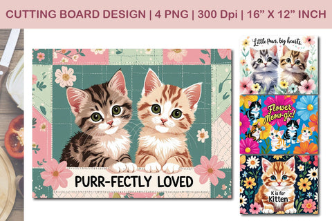 cute kitten cutting board, purr-fectly loved cats Sublimation Paper Switch 