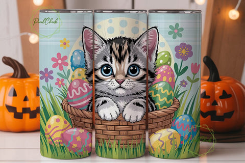 Cute Kitten Easter Eggs 20oz Tumbler Sublimation PixelChick 