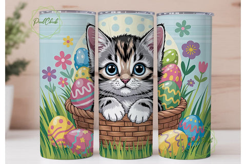 Cute Kitten Easter Eggs 20oz Tumbler Sublimation PixelChick 