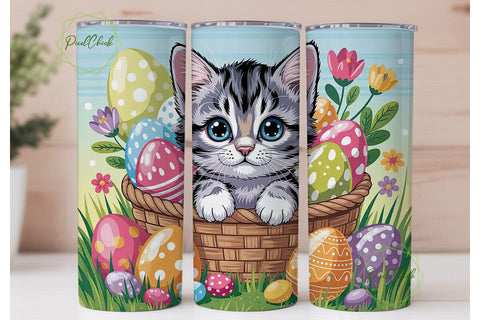 Cute Kitten Easter Eggs 20oz Tumbler Sublimation PixelChick 
