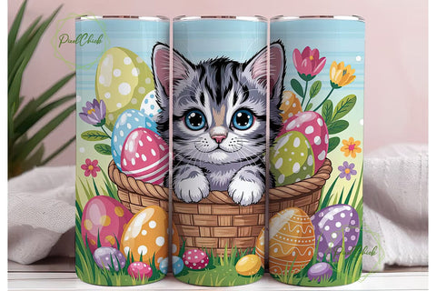 Cute Kitten Easter Eggs 20oz Tumbler Sublimation PixelChick 