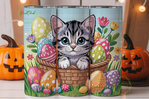 Cute Kitten Easter Eggs 20oz Tumbler Sublimation PixelChick 