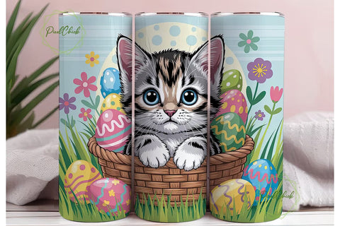 Cute Kitten Easter Eggs 20oz Tumbler Sublimation PixelChick 