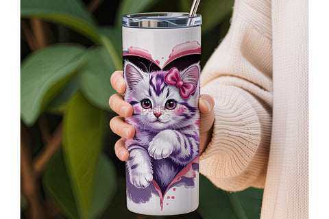 Cute Kitten Heart 20oz Tumbler Design Sublimation DesignSVG 