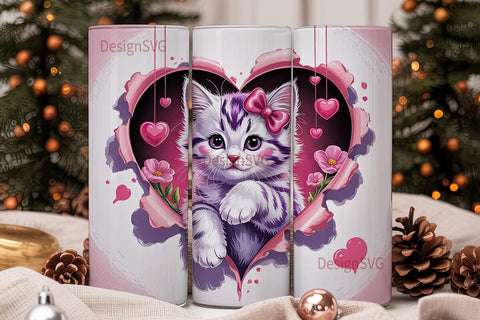 Cute Kitten Heart 20oz Tumbler Design Sublimation DesignSVG 