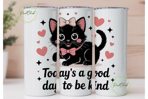 Cute Kitten Kindness 20oz Tumbler Wrap Sublimation PixelChick 