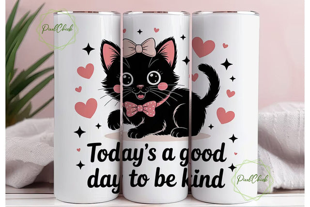 Cute Kitten Kindness 20oz Tumbler Wrap Sublimation PixelChick 