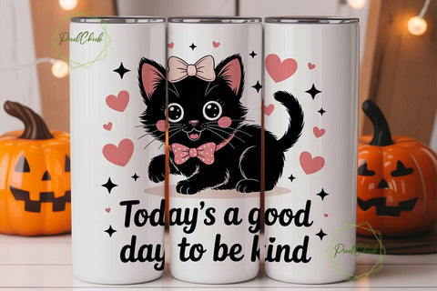 Cute Kitten Kindness 20oz Tumbler Wrap Sublimation PixelChick 