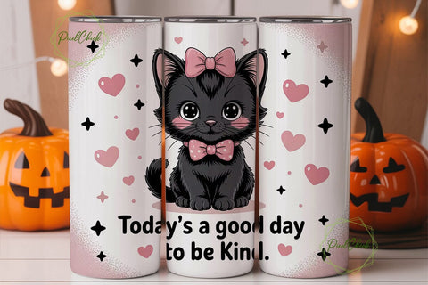 Cute Kitten Kindness 20oz Tumbler Wrap Sublimation PixelChick 
