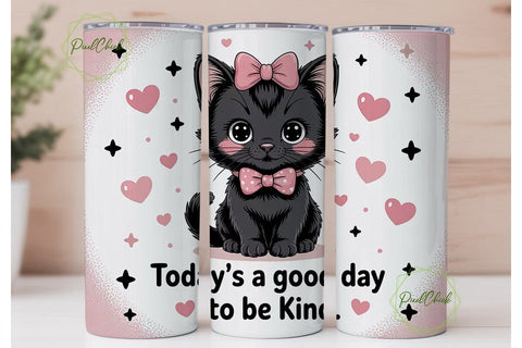 Cute Kitten Kindness 20oz Tumbler Wrap Sublimation PixelChick 