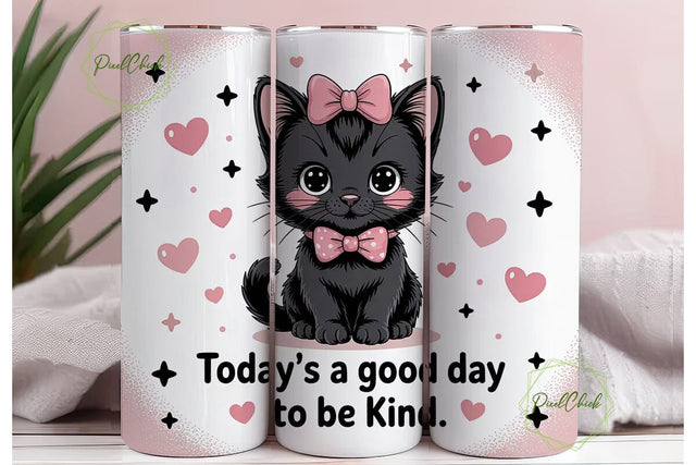 Cute Kitten Kindness 20oz Tumbler Wrap Sublimation PixelChick 
