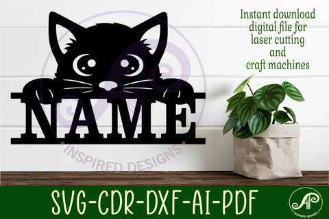 Cute kitten name sign svg laser cut file SVG APInspireddesigns 