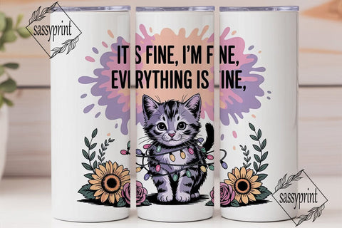 Cute Kitten Tumbler Wrap PNG Sublimation sassyprint 