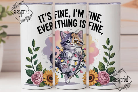 Cute Kitten Tumbler Wrap PNG Sublimation sassyprint 
