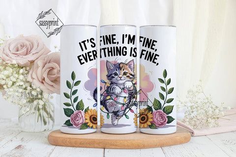 Cute Kitten Tumbler Wrap PNG Sublimation sassyprint 