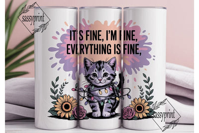 Cute Kitten Tumbler Wrap PNG Sublimation sassyprint 