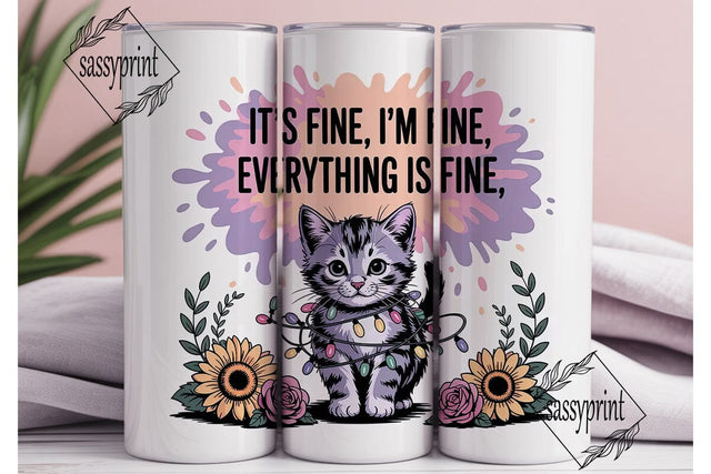Cute Kitten Tumbler Wrap PNG Sublimation sassyprint 