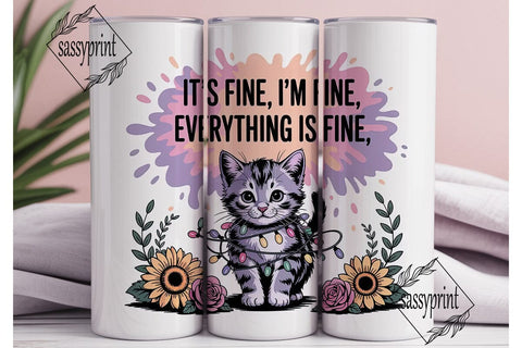 Cute Kitten Tumbler Wrap PNG Sublimation sassyprint 
