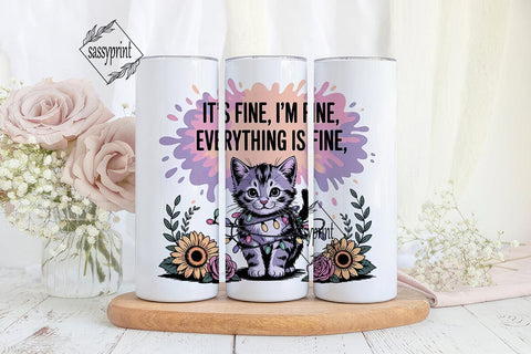 Cute Kitten Tumbler Wrap PNG Sublimation sassyprint 