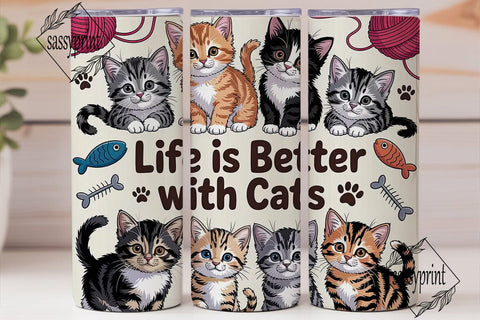 Cute Kittens 20oz Tumbler Wrap Sublimation sassyprint 