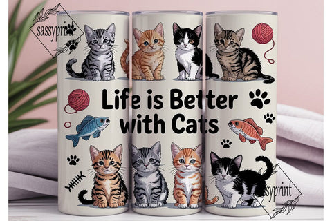 Cute Kittens 20oz Tumbler Wrap Sublimation sassyprint 