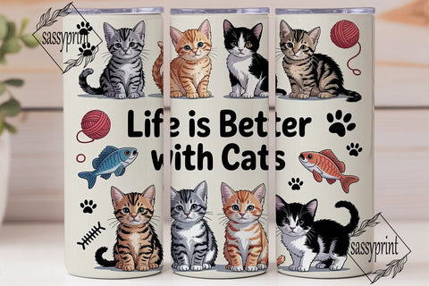 Cute Kittens 20oz Tumbler Wrap Sublimation sassyprint 