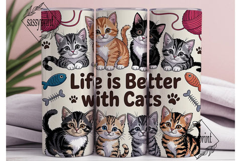 Cute Kittens 20oz Tumbler Wrap Sublimation sassyprint 