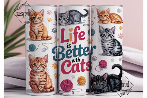 Cute Kittens 20oz Tumbler Wrap Sublimation sassyprint 