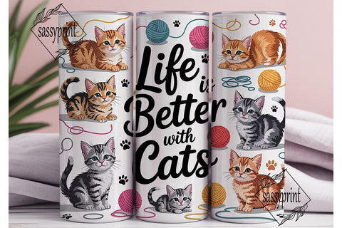 Cute Kittens 20oz Tumbler Wrap Sublimation sassyprint 