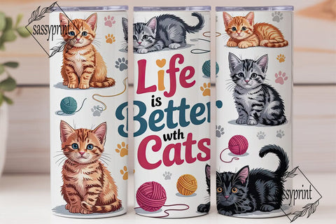 Cute Kittens 20oz Tumbler Wrap Sublimation sassyprint 